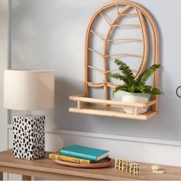 Target Other - Rattan Arch Leaf Shelf hanging Boho traditional coastal home decor cream